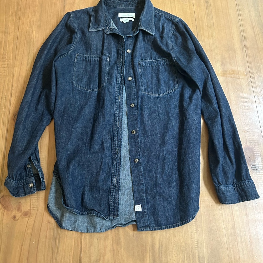 Treasure & Bond Slim-fit Dark Denim Button-Up Shirt